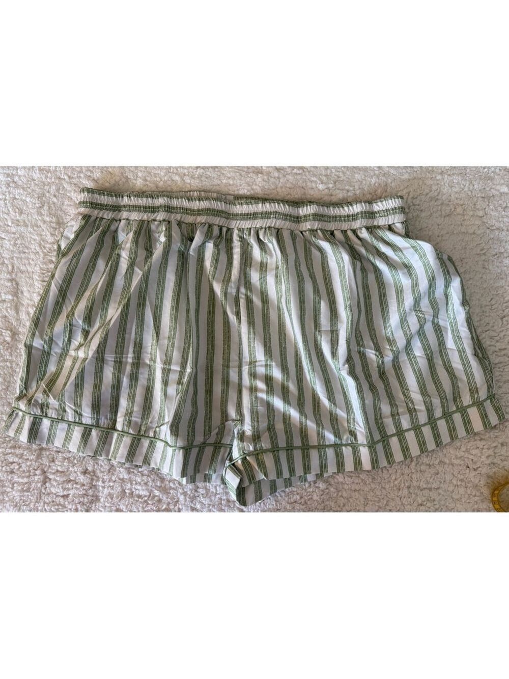 Princess Polly Striped Pajama Shorts Set Size 16 Green and White - Picture 7 of 11